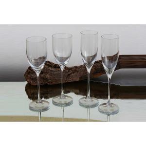 Daum Crystal Tête-à-tête Set, Iroise Model, 2 Water Glasses And 2 Champagne Glasses