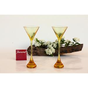 Set de 2 verres en cristal de Baccarat modèle Bouquet design R. Rigot
