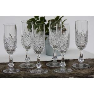 Set de 6 flûtes à champagne en cristal de Baccarat, modèle Colbert
