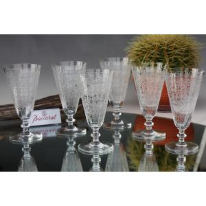 Set Of 6 Baccarat Crystal Champagne Flutes, Rohan Model