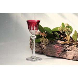 Saint Louis Crystal Liqueur Glass, Model Tommy, Red