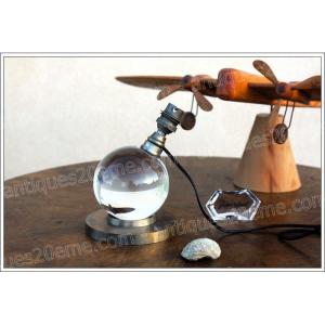 Modernist Crystal Lamp By Baccarat And Jacques Adnet