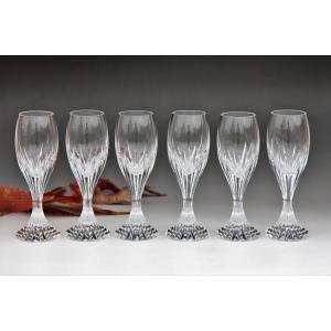 Set Of 6 Baccarat Crystal Vodka Or Liqueur Flutes, Massena Model
