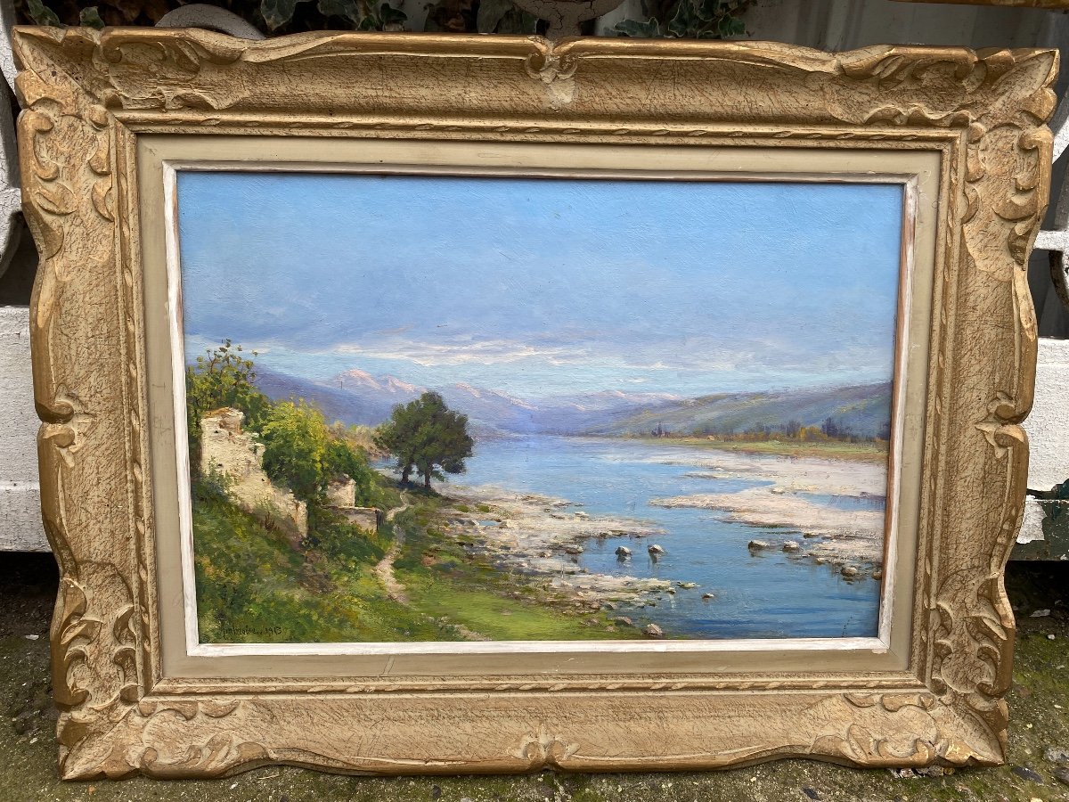 Paire De Tableaux, Paysages de Saint Laurent du Var, sud de la France , Signés  Jules François Achille Ambroise 1913-photo-3