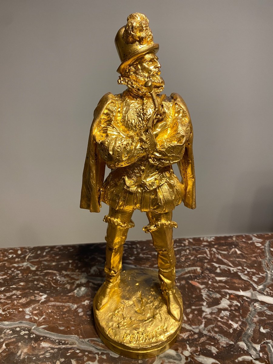 Henri Iv, Gilt Bronze Sculpture Signed Emmanuel Frémiet (1824-1910)-photo-2