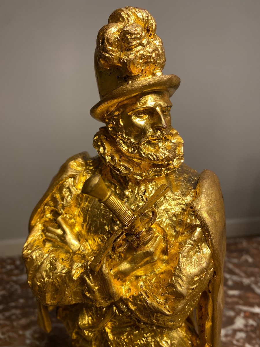 Henri Iv, Gilt Bronze Sculpture Signed Emmanuel Frémiet (1824-1910)-photo-3
