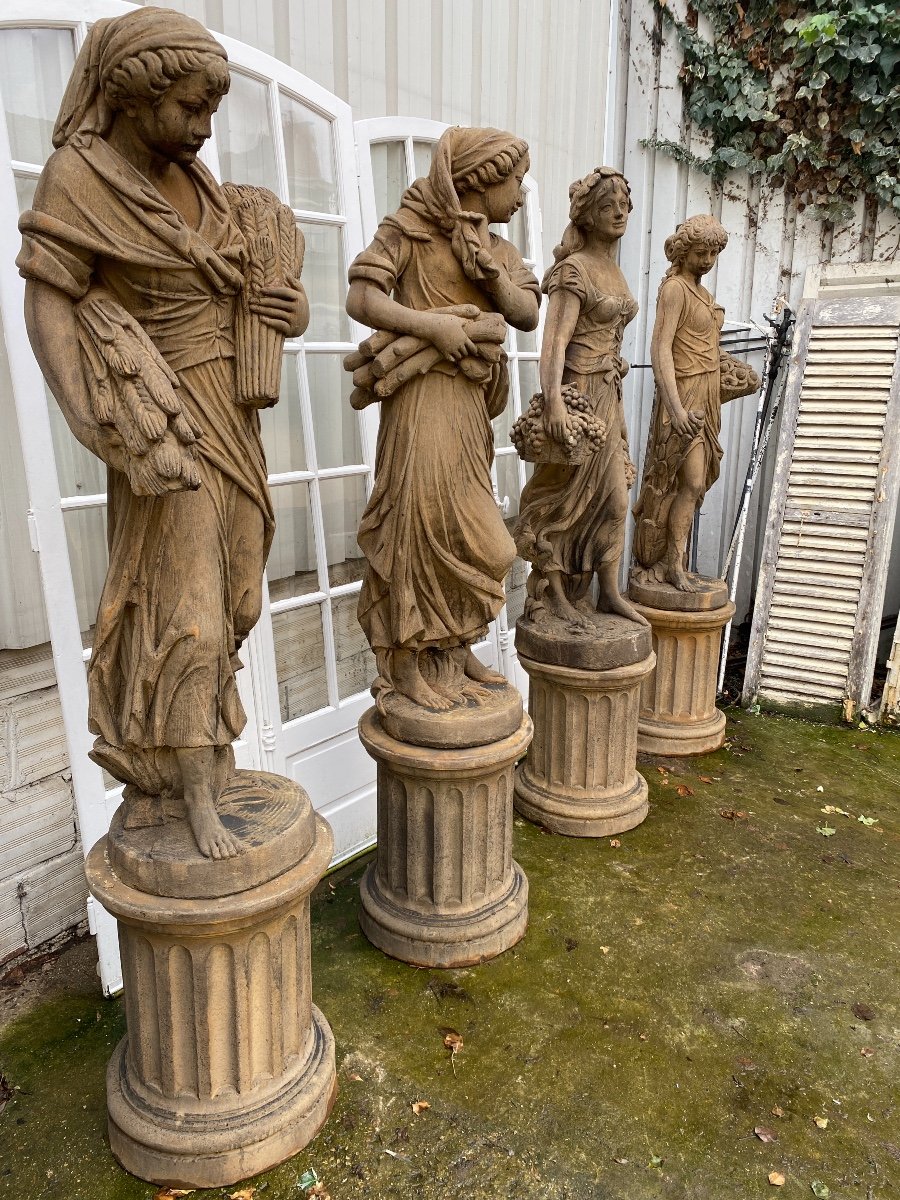 4 Statues "Les quatre Saisons" En Pierre Reconstituée, Décoration De Jardin -photo-4