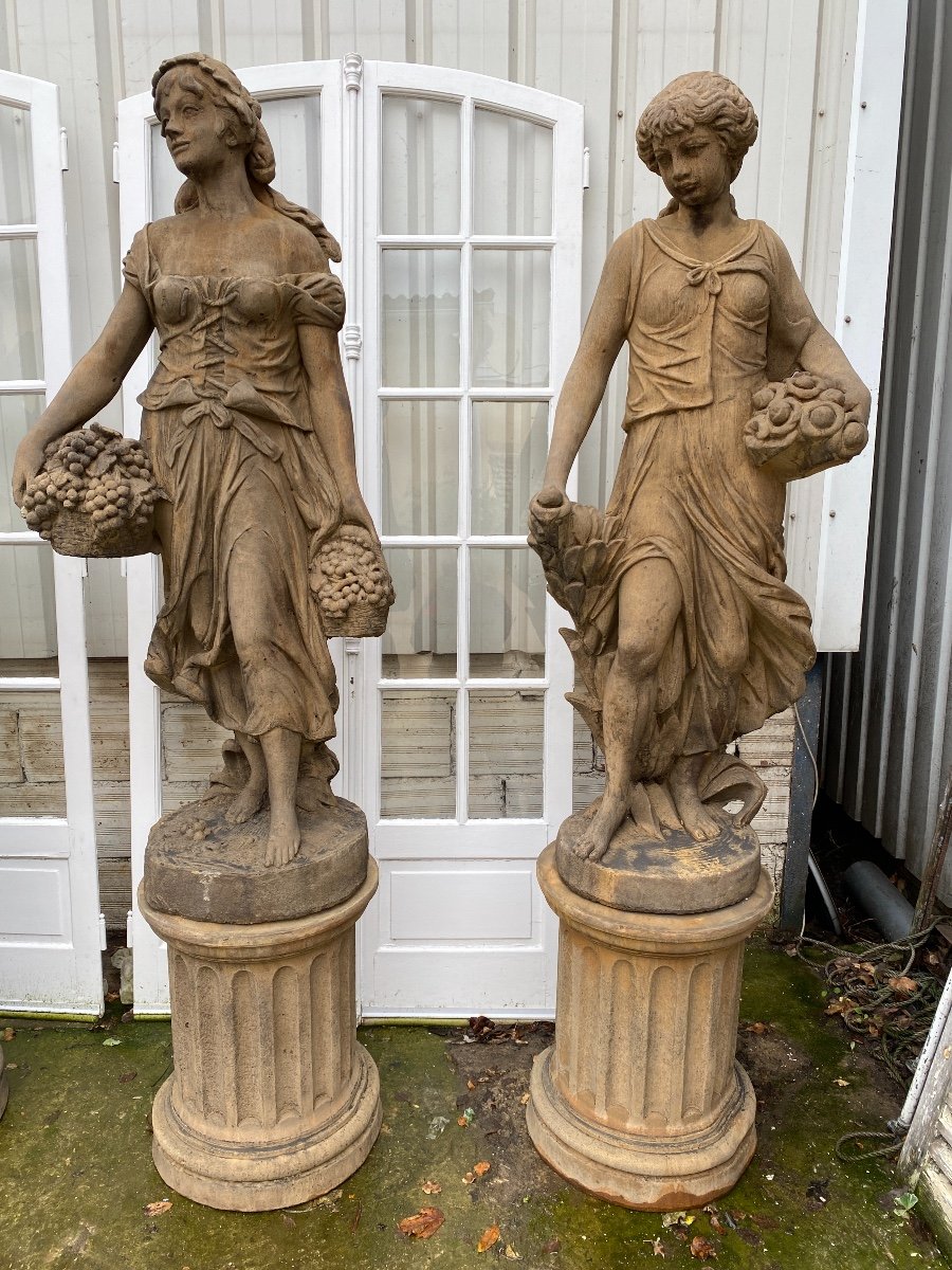 4 Statues "Les quatre Saisons" En Pierre Reconstituée, Décoration De Jardin -photo-3