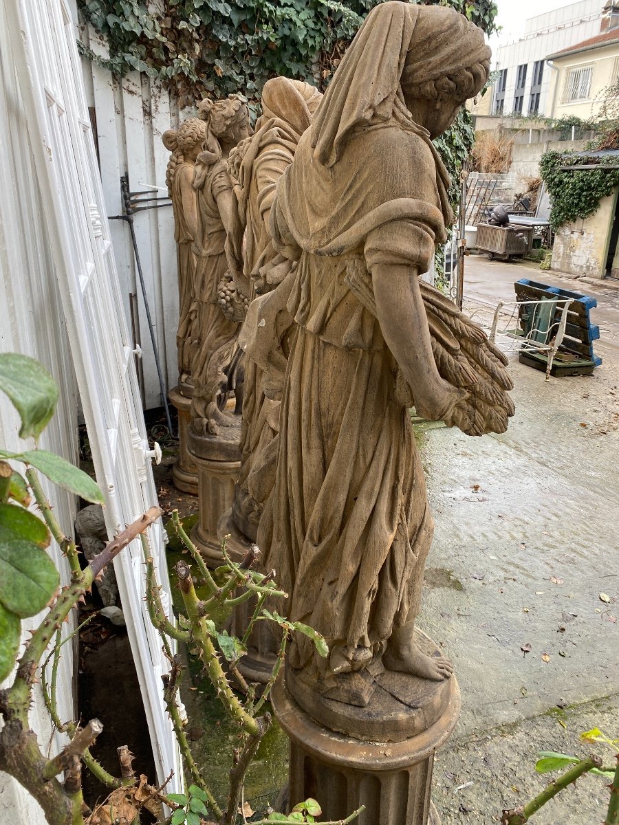 4 Statues "Les quatre Saisons" En Pierre Reconstituée, Décoration De Jardin -photo-8