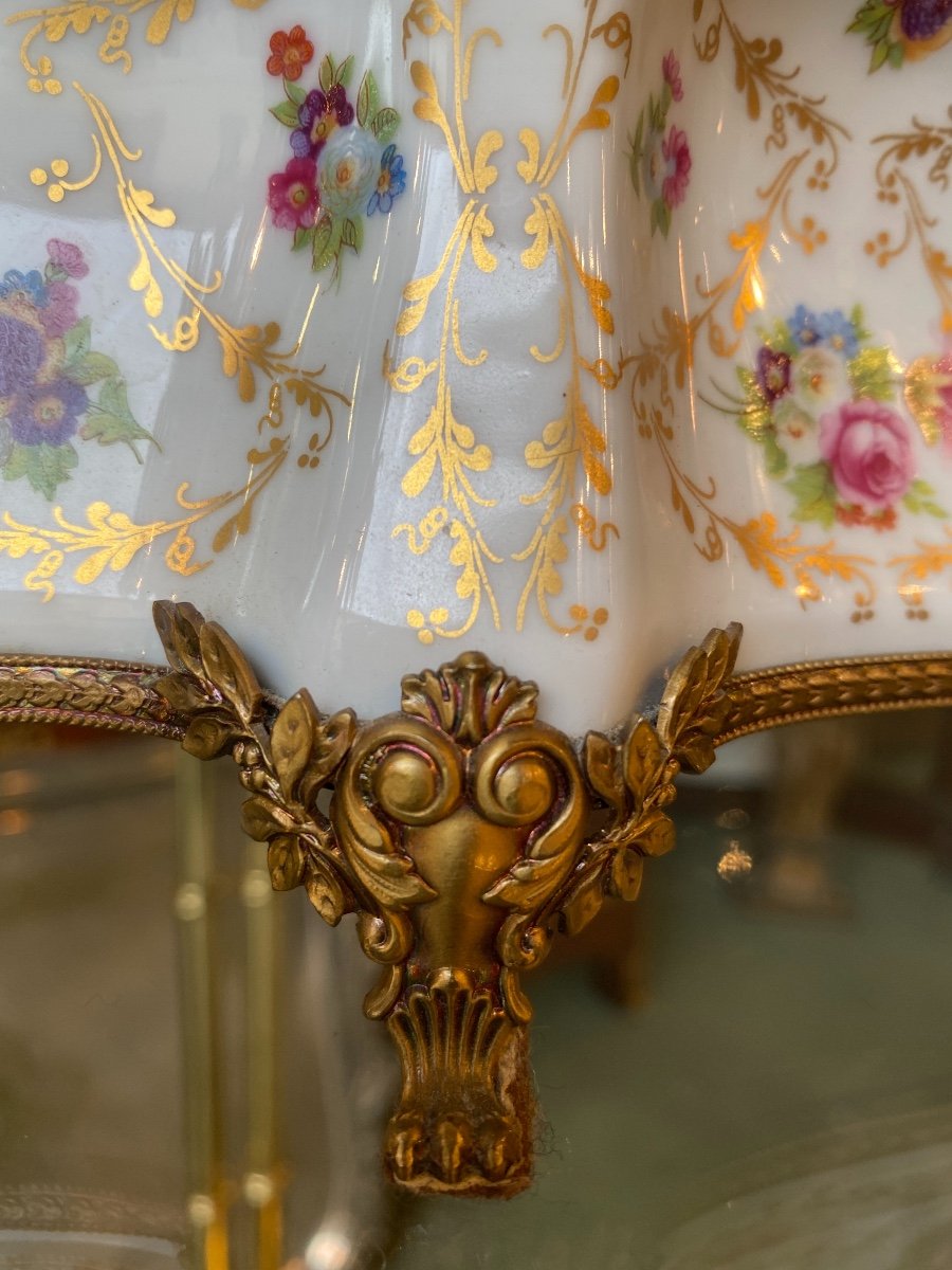 Large Limoges Porcelain Box, Brass Frame, 20th Century-photo-5
