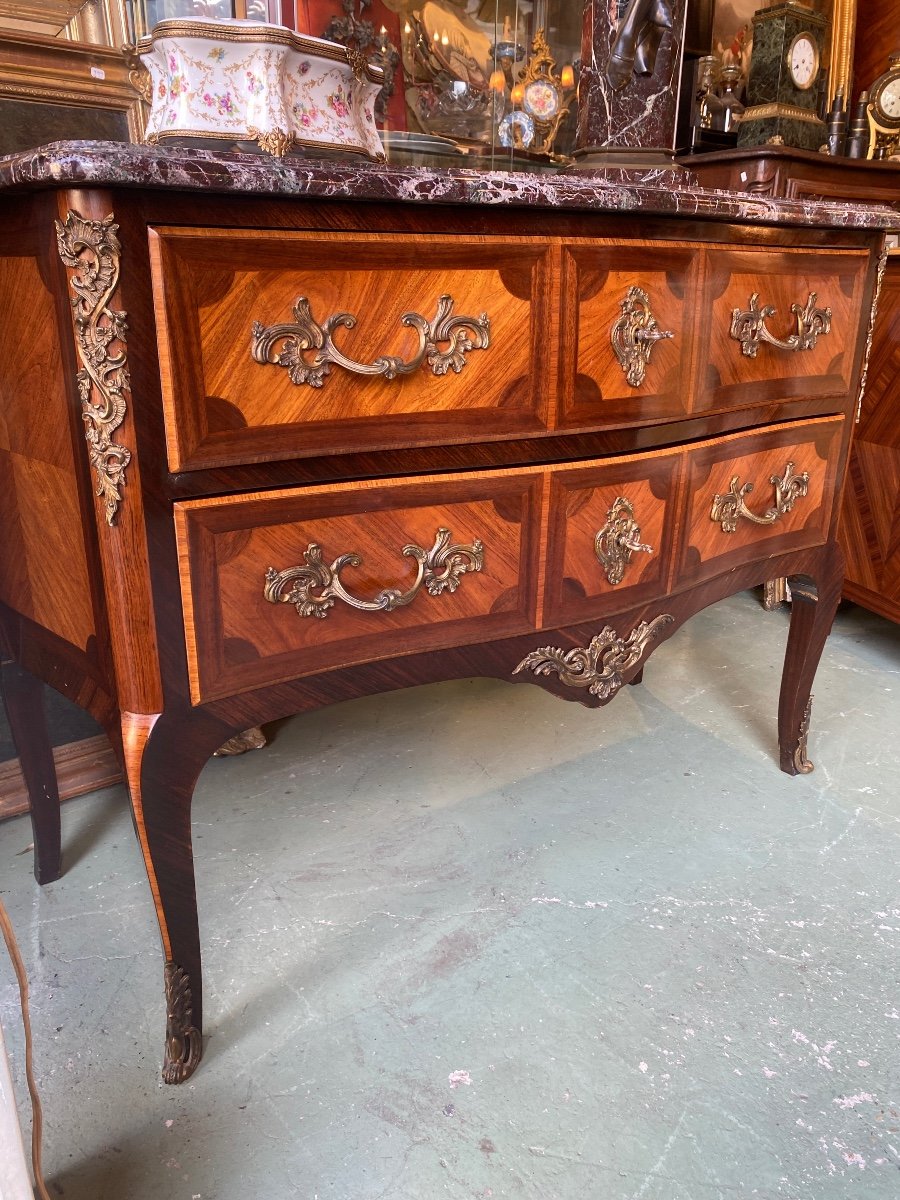 Sauteuse Commode Louis XV Style In Marquetry-photo-3