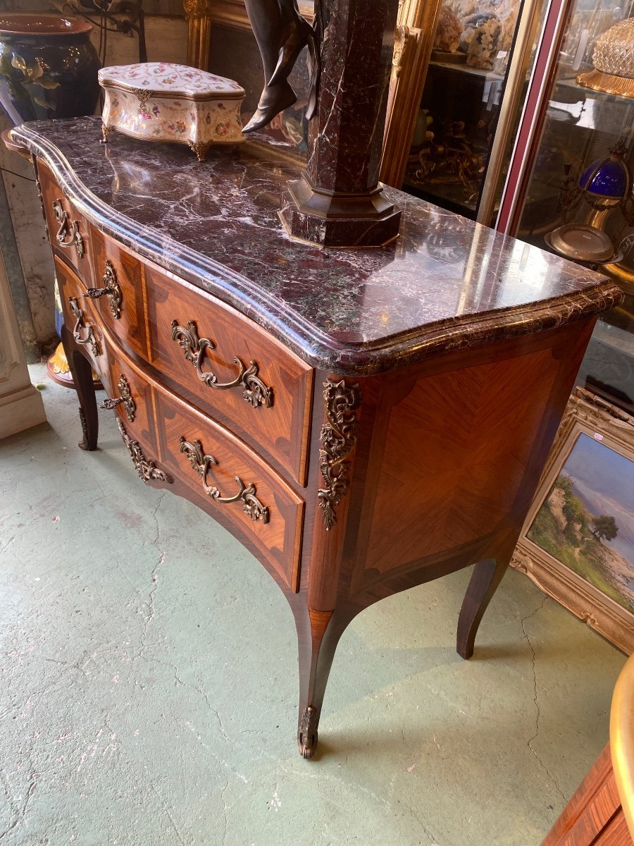 Sauteuse Commode Louis XV Style In Marquetry-photo-4