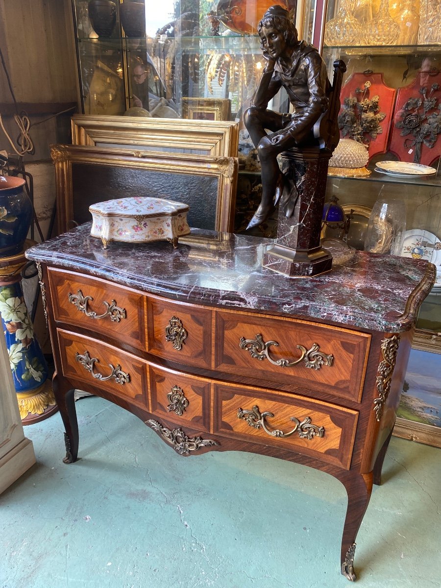 Sauteuse Commode Louis XV Style In Marquetry