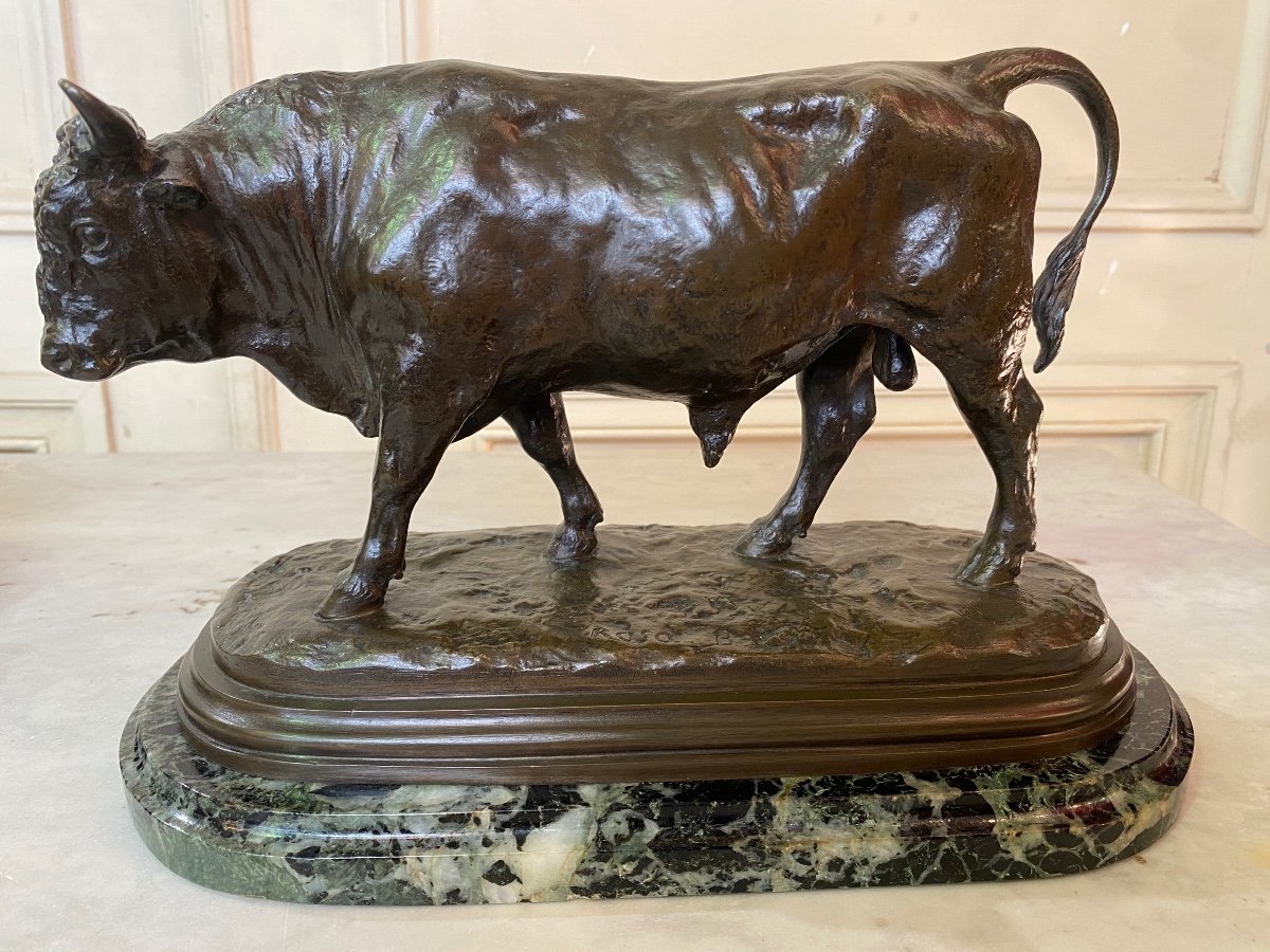 Taureau marchant En Bronze à Patine Brune XIXème Signé Rosa Bonheur (1822-1899)