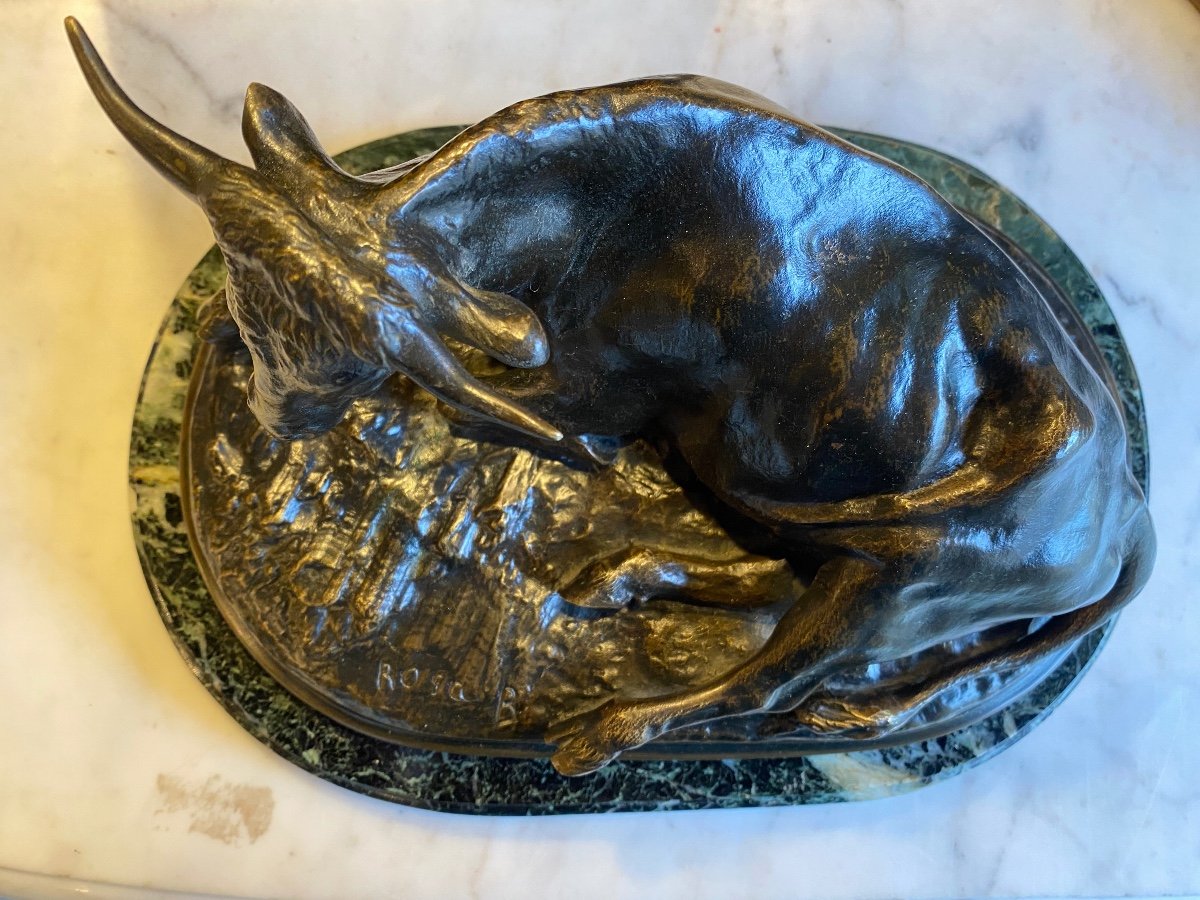 Bronze Sculpture Of A 19th Century Lying Bull Signed Rosa Bonheur (1822-1899)-photo-6