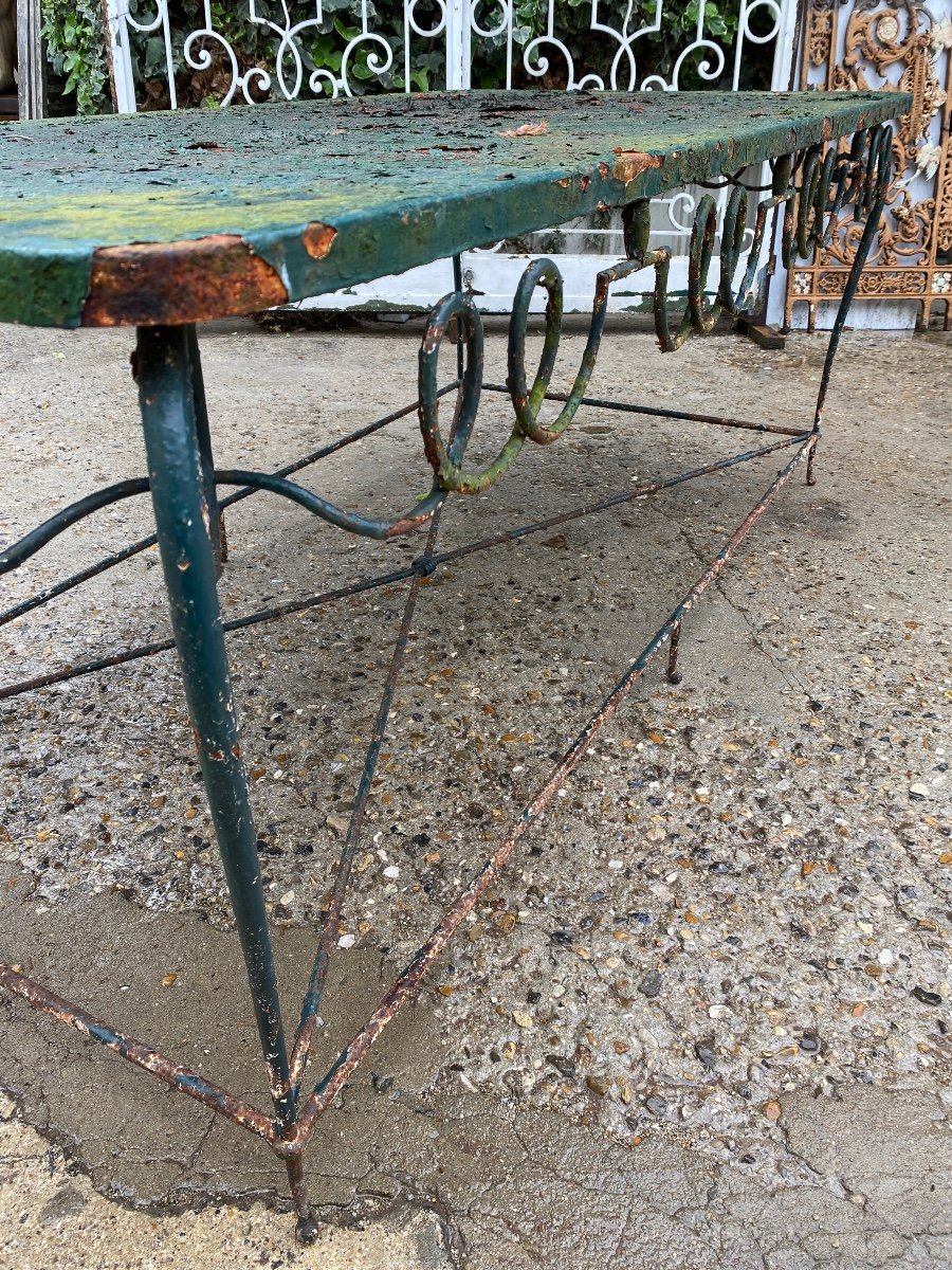Middle Console / Wrought Iron Presentation Table 1940 Attributed To René Drouet (1899-1993)-photo-1