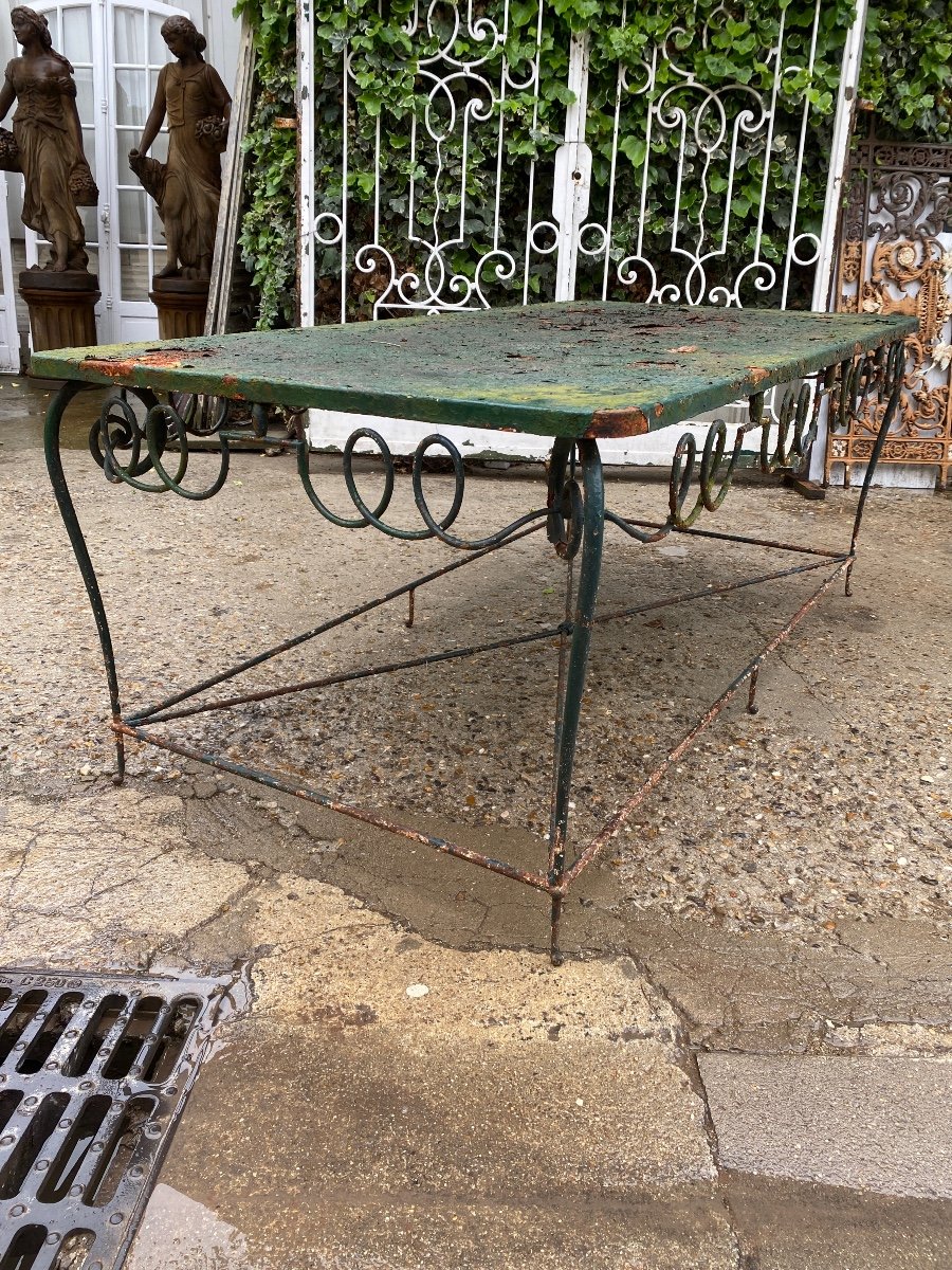 Middle Console / Wrought Iron Presentation Table 1940 Attributed To René Drouet (1899-1993)-photo-2