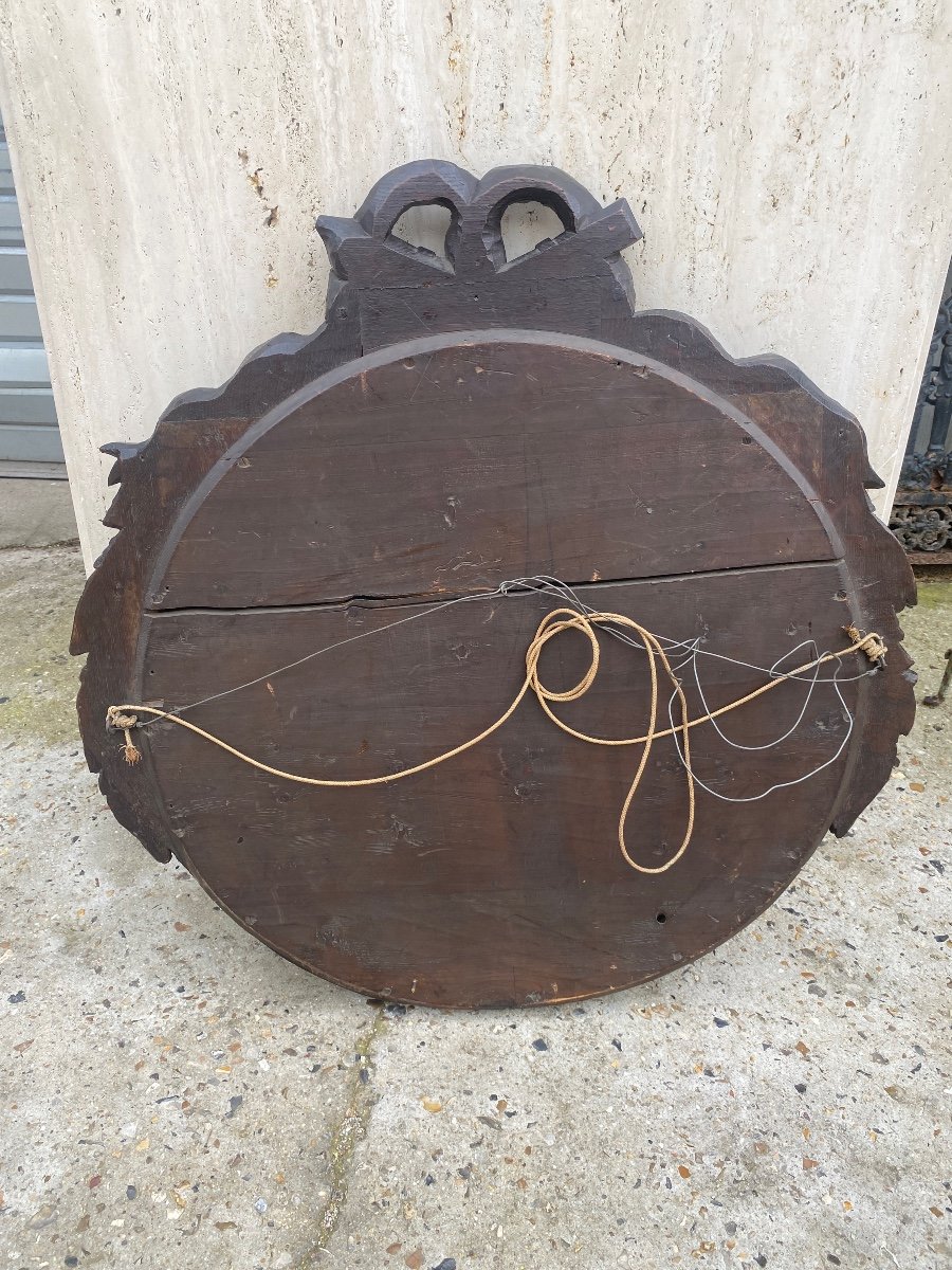 Miroir Ovale De Style Louis XVI En Bois Sculpté XIXème-photo-4