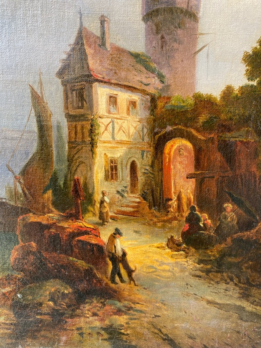 Scène De Rue Début XIXème Attribuée à Jacques Francois Carabain (1834-1933)-photo-1