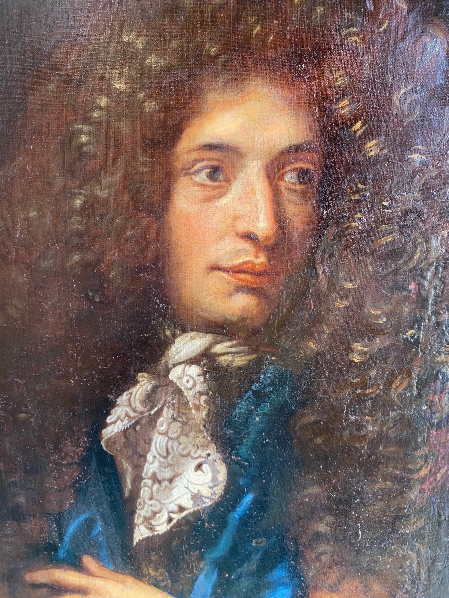 Portrait D’homme à La Perruque époque Louis XIV, Dentelle -photo-4