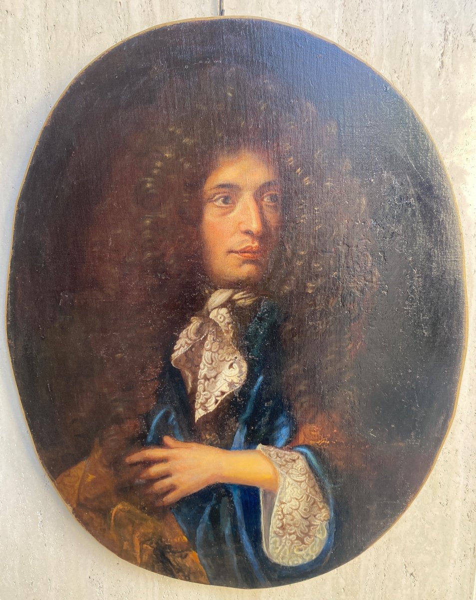 Portrait D’homme à La Perruque époque Louis XIV, Dentelle -photo-5