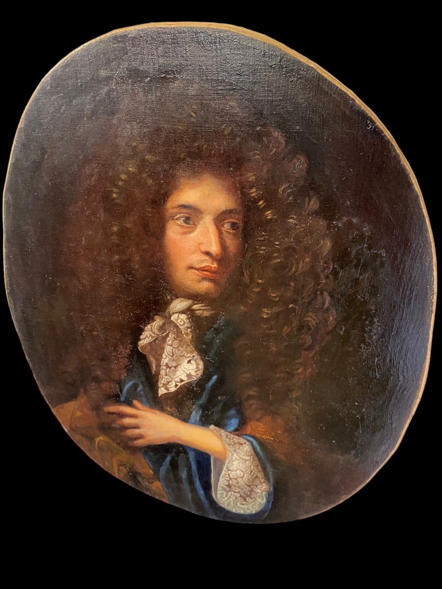 Portrait D’homme à La Perruque époque Louis XIV, Dentelle -photo-6