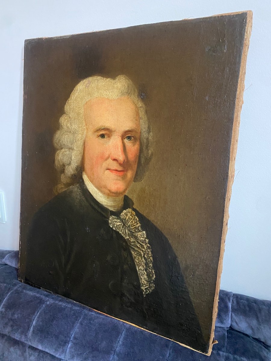 Portrait Of A Bourgeois Man 18th, Oil On Canvas, Old Painting…-photo-3