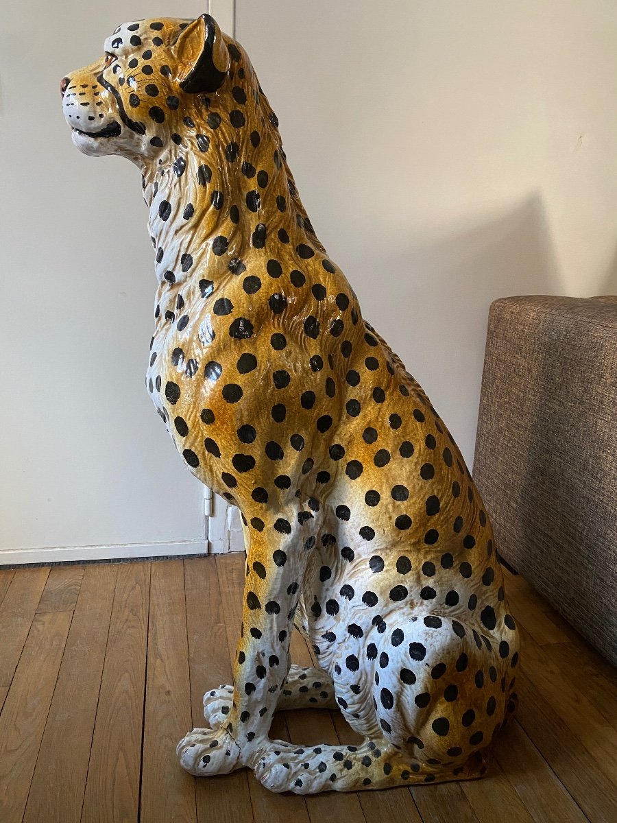 Leopard In Glazed Italian Ceramic Circa 1960/70s