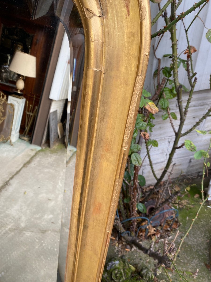 19th Century Golden Fireplace Mirror, Beveled Glass -photo-2