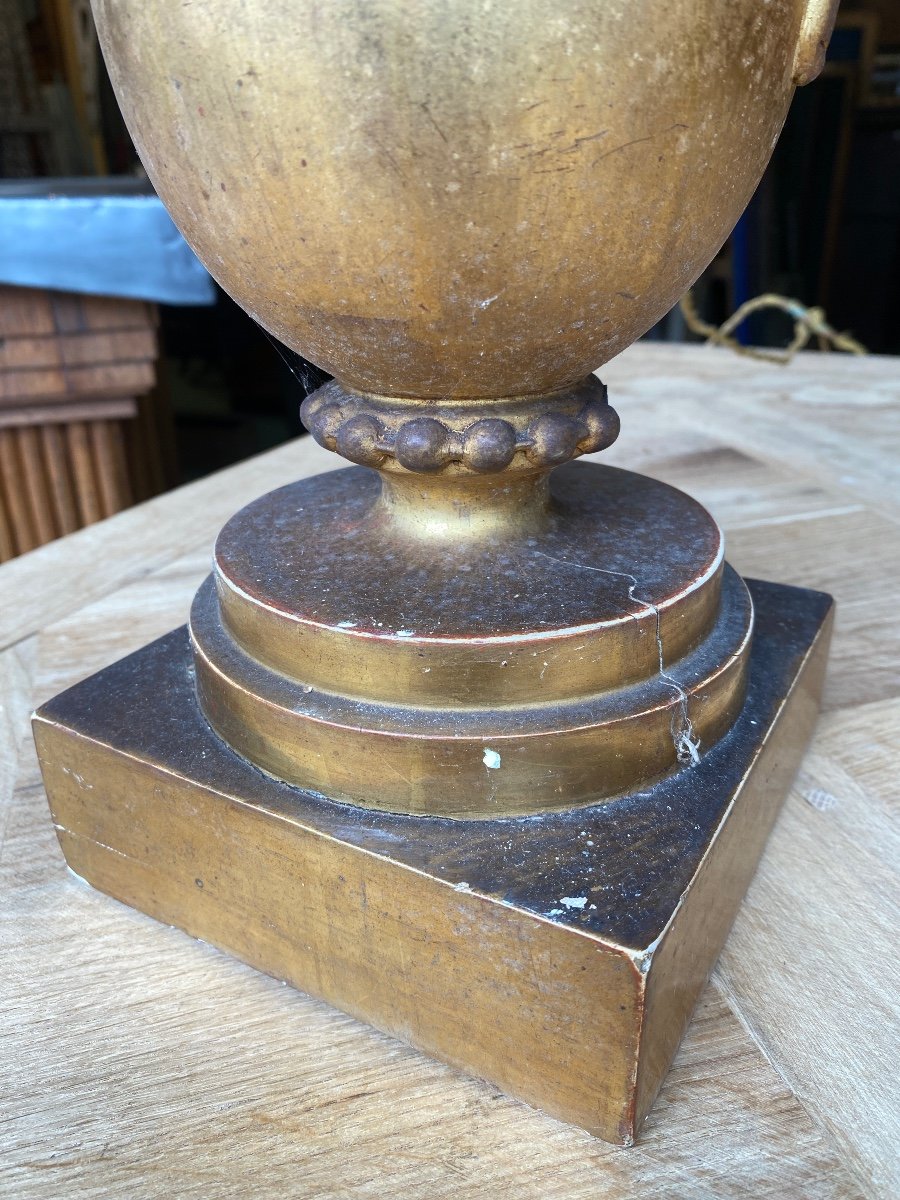 Pair Of Lamps In Wood And Golden Stucco, Napoleon 3 Period-photo-4