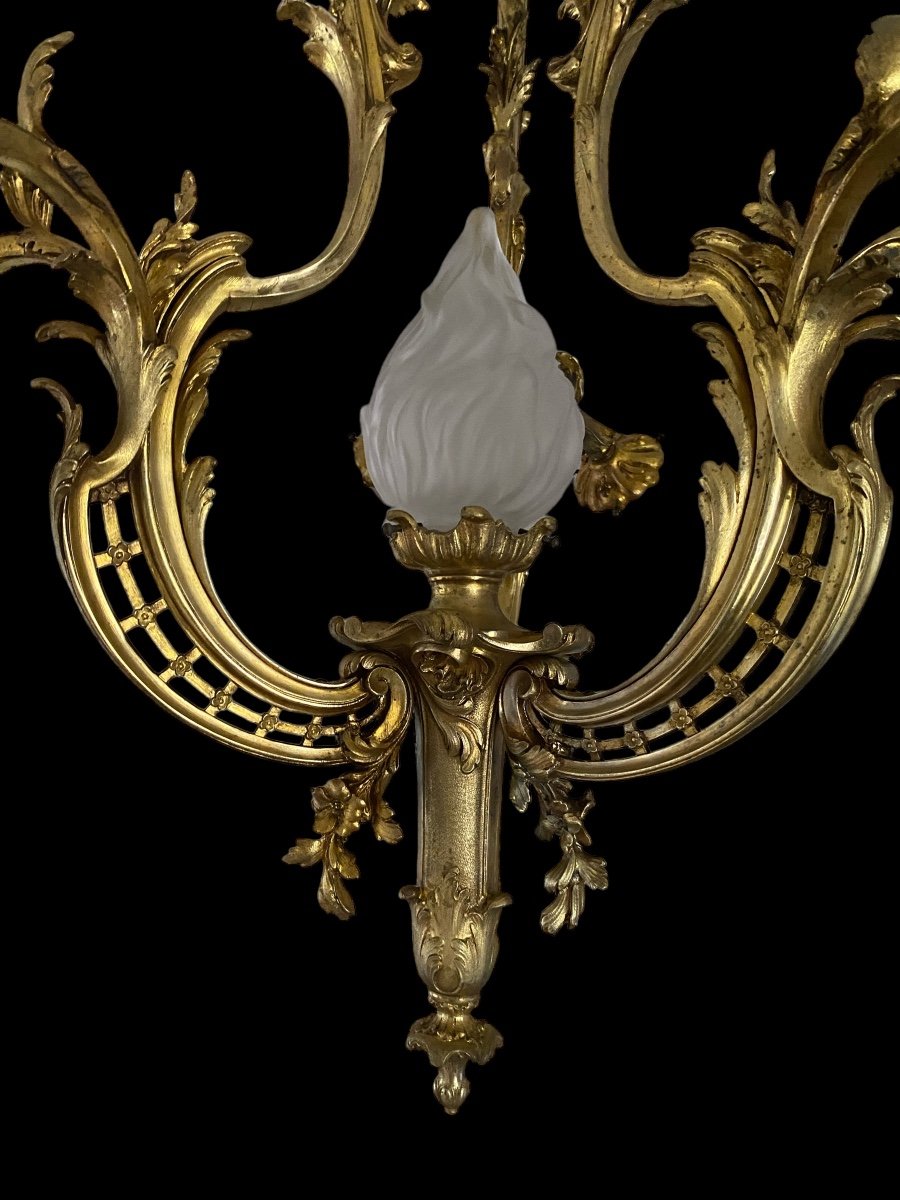 Lustre En Bronze De Style Louis XV, Rocaille , époque Napoléon III -photo-3