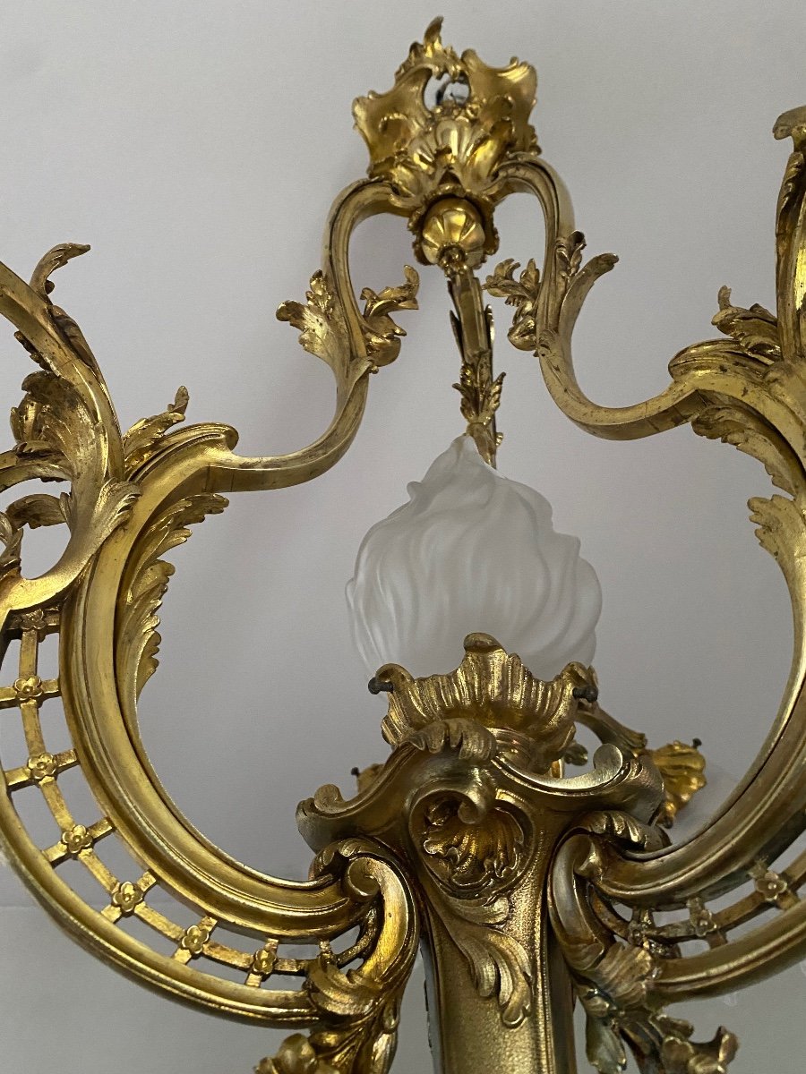 Louis XV Style Bronze Chandelier, Rocaille, Napoleon III Period -photo-2