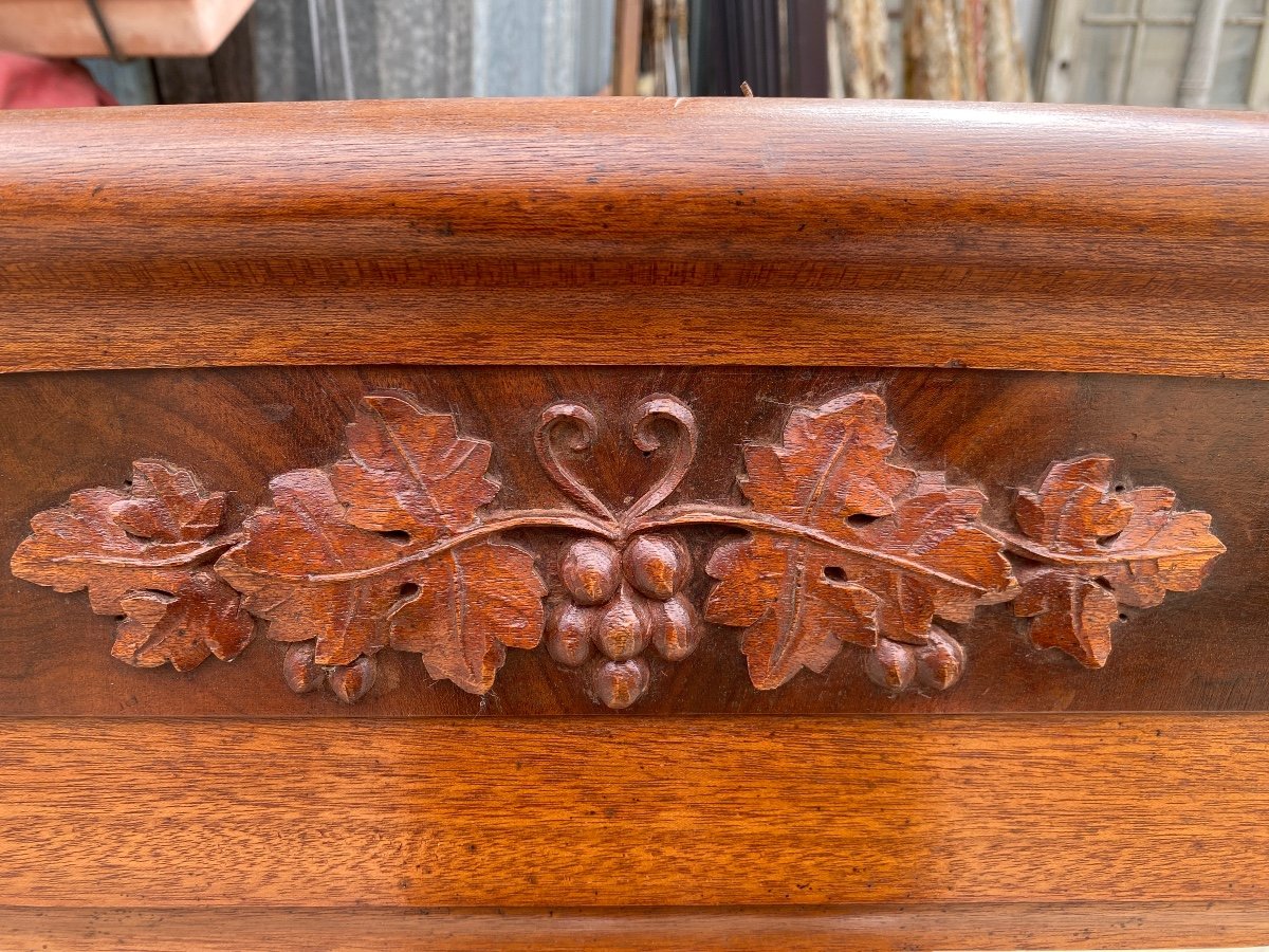 Art Nouveau Period Mirror In Mahogany, Decorated With Grapes And Vine Leaves -photo-2