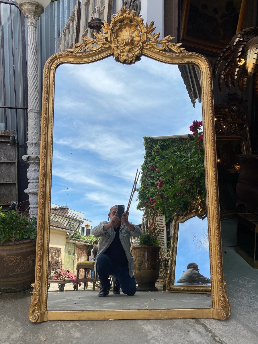 Large Louis XV Style Fronton Mirror, Napoleon III Period -photo-2