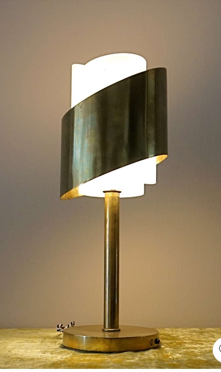 Art Deco Brass Lamp, Atelier Jean Perzel 1930-photo-7