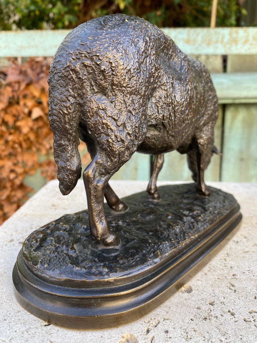 Mouton Broutant En Bronze XIXème Signé Rosa Bonheur  (1822-1899)-photo-2