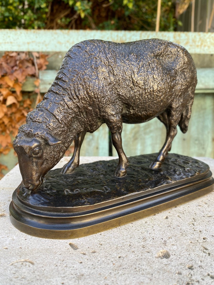 Mouton Broutant En Bronze XIXème Signé Rosa Bonheur  (1822-1899)-photo-6