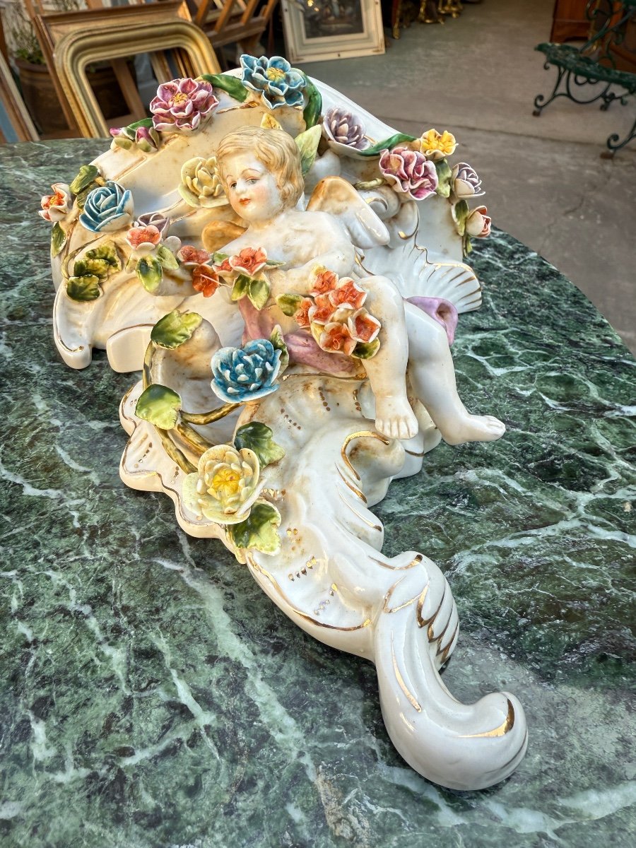 Pair Of Italian Porcelain Consoles From Capodimonte, Naples -photo-3