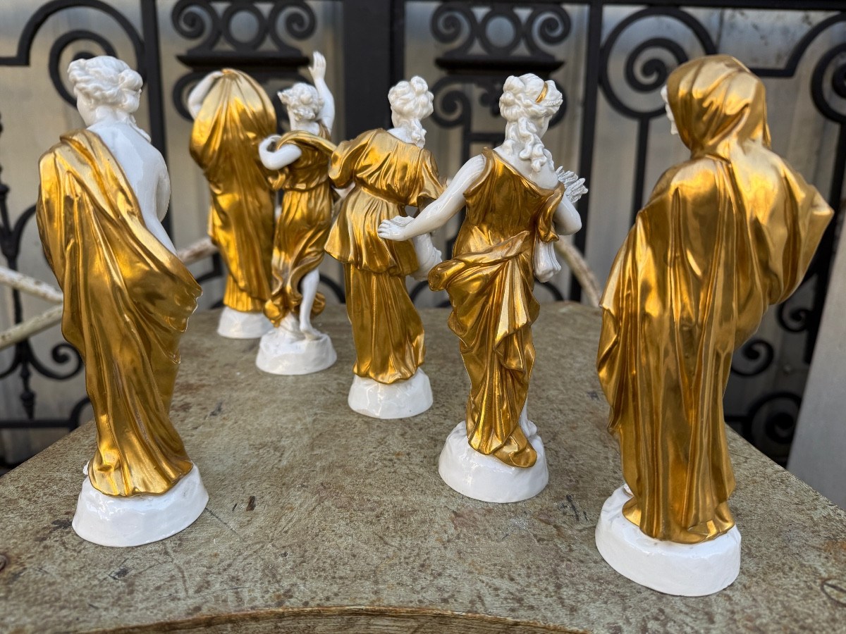 6 Italian Porcelain Figures From Capodimonte, White And Gold, Naples, Italy…-photo-4