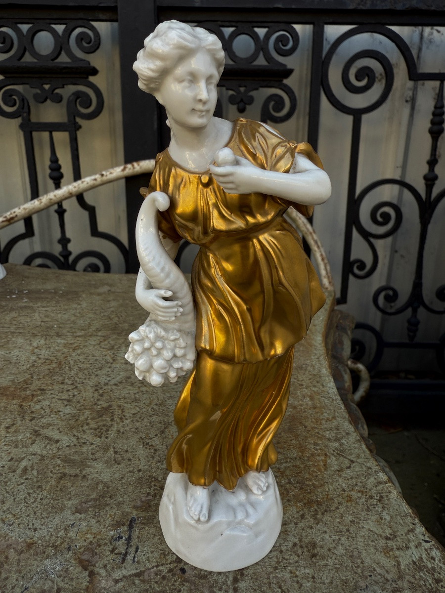 6 Italian Porcelain Figures From Capodimonte, White And Gold, Naples, Italy…-photo-2