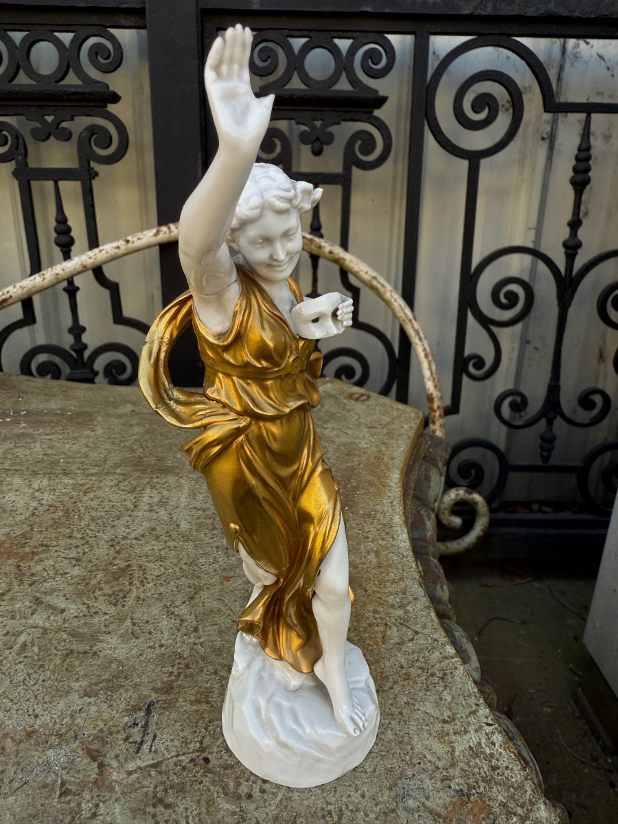 6 Italian Porcelain Figures From Capodimonte, White And Gold, Naples, Italy…-photo-3