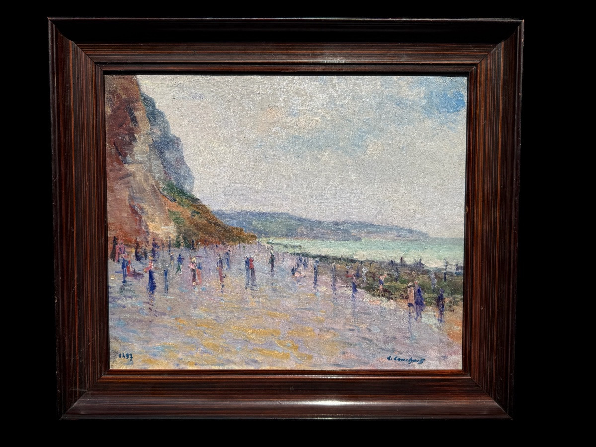 Paysagiste Postimpressionniste D’étretat Signé Cauchois (1850-1911) Côte D’albâtre, Normandie -photo-1