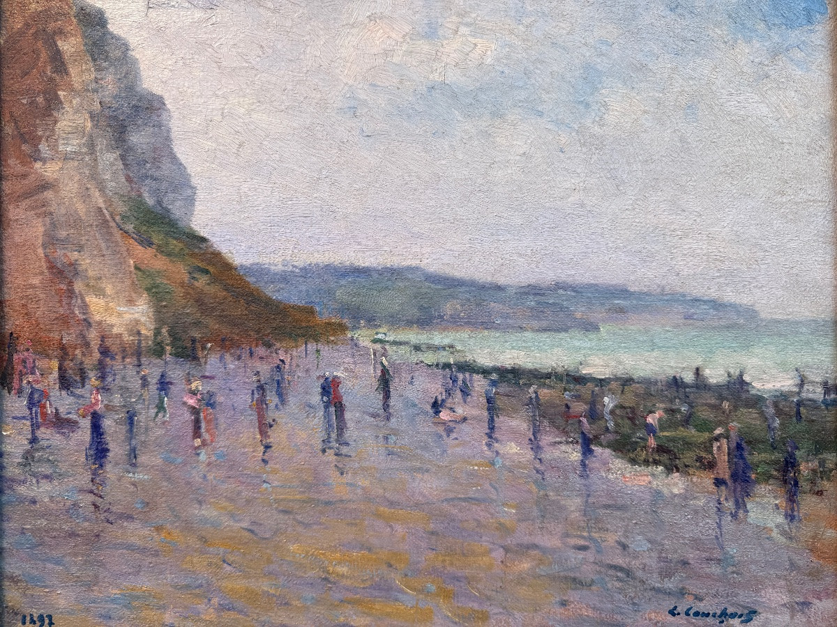 Paysagiste Postimpressionniste D’étretat Signé Cauchois (1850-1911) Côte D’albâtre, Normandie -photo-2