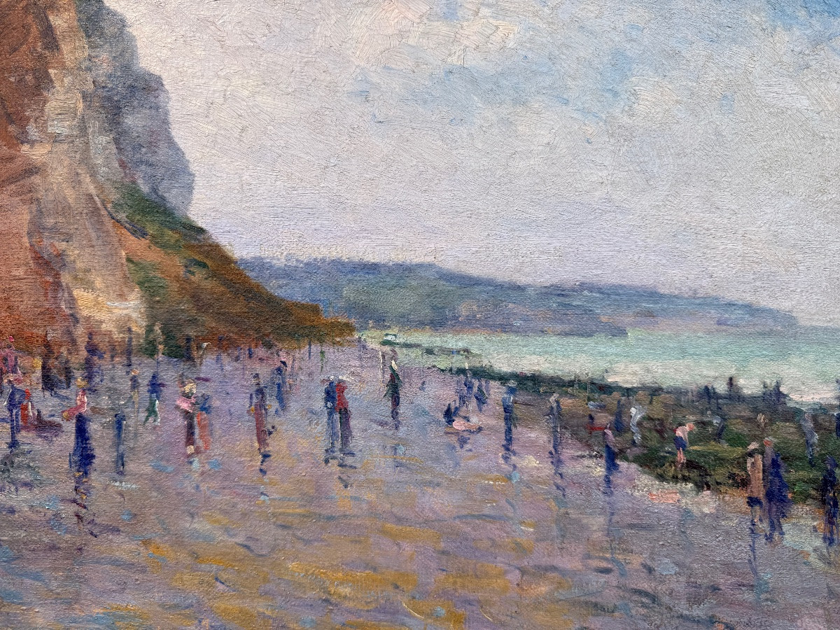 Paysagiste Postimpressionniste D’étretat Signé Cauchois (1850-1911) Côte D’albâtre, Normandie -photo-5