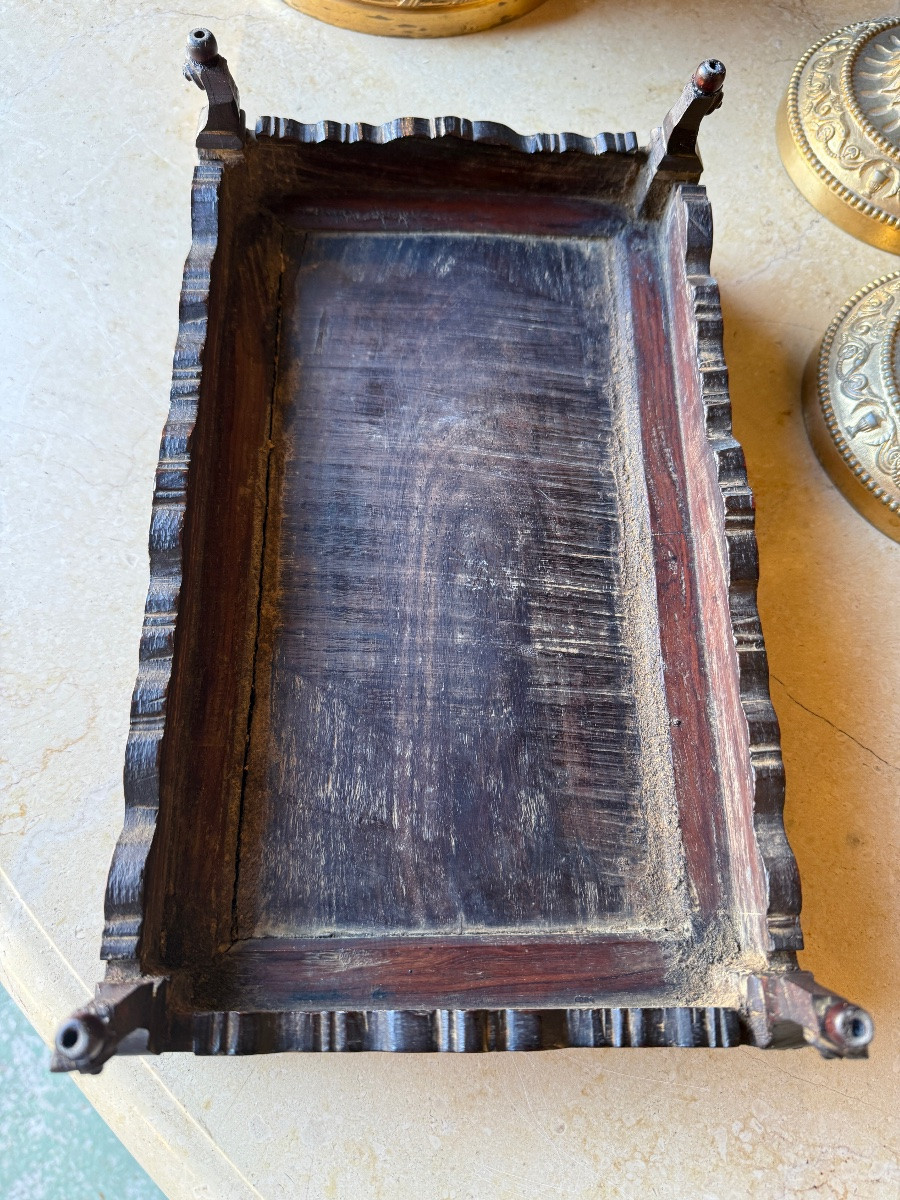 Indochinese Letter Tray In Exotic Wood And Mother-of-pearl, Early 20th Century -photo-6
