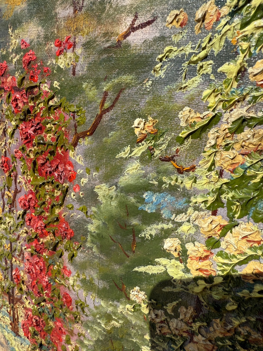 Old Painting Depicting A Rose Garden In A Garden -photo-3