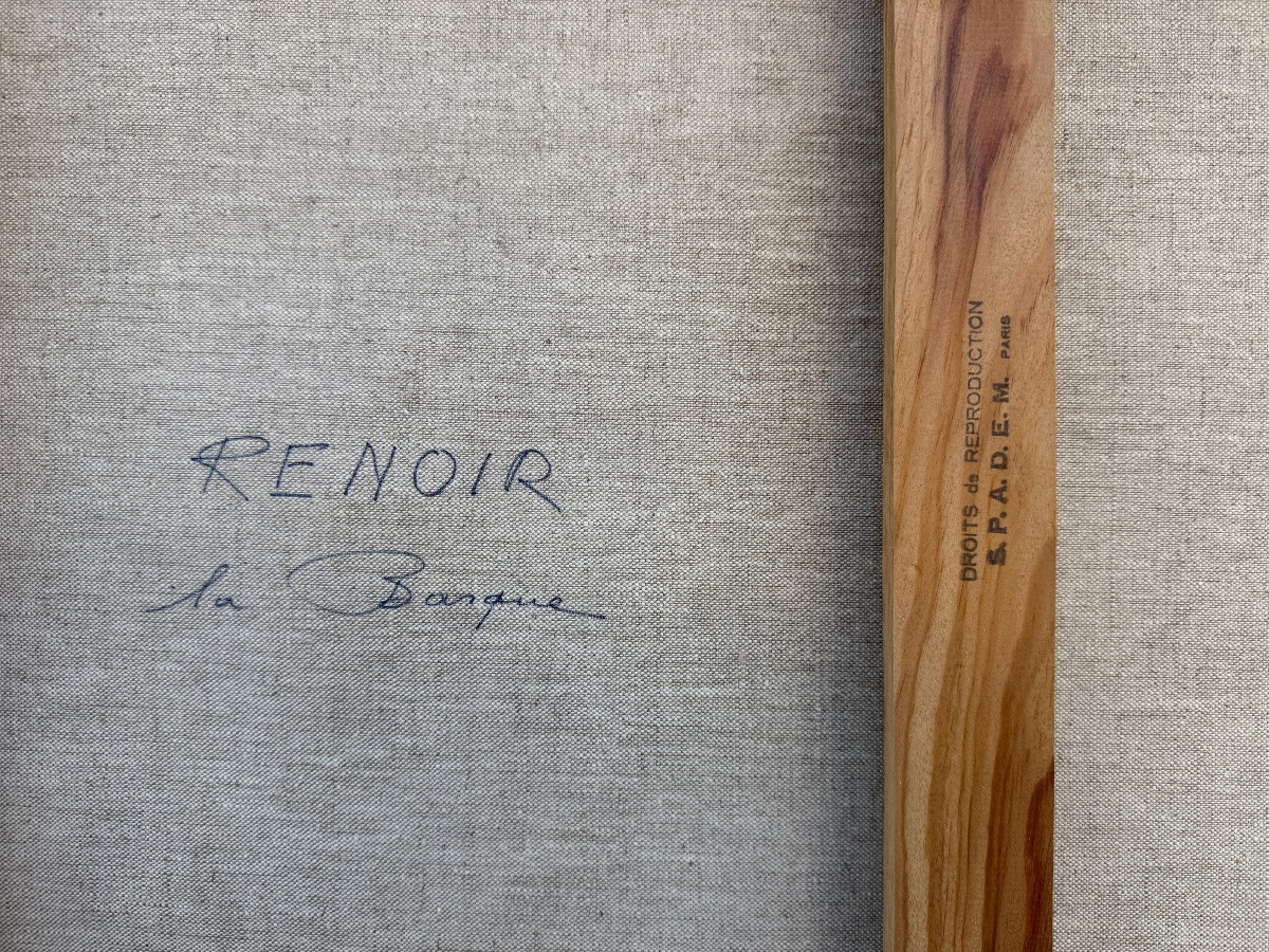 Oil On Canvas, Impressionist Landscape, Reproduction Of A Work By Renoir "la Barque"-photo-7