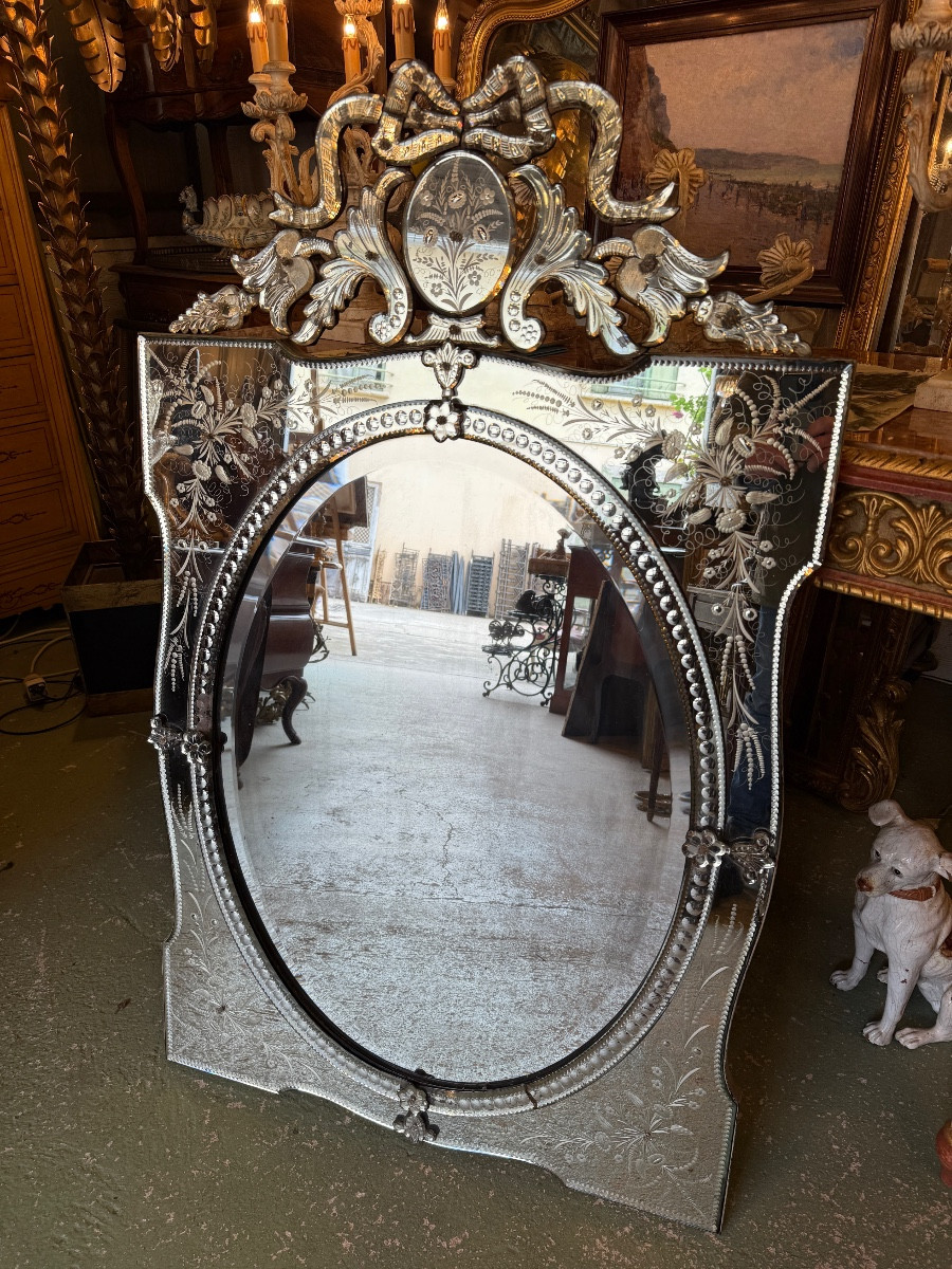 Venetian Mirror / Venetian Glass With Parecloses, Early 20th Century