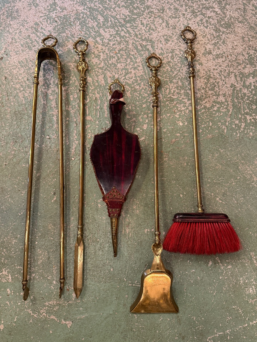 Bronze Fireplace Set, Napoleon III Period -photo-3
