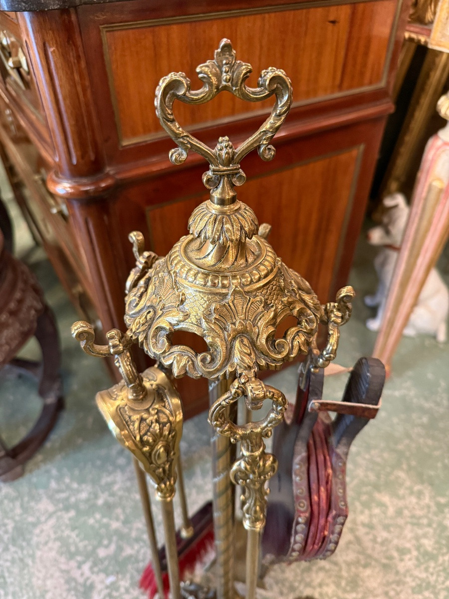 Bronze Fireplace Set, Napoleon III Period -photo-4